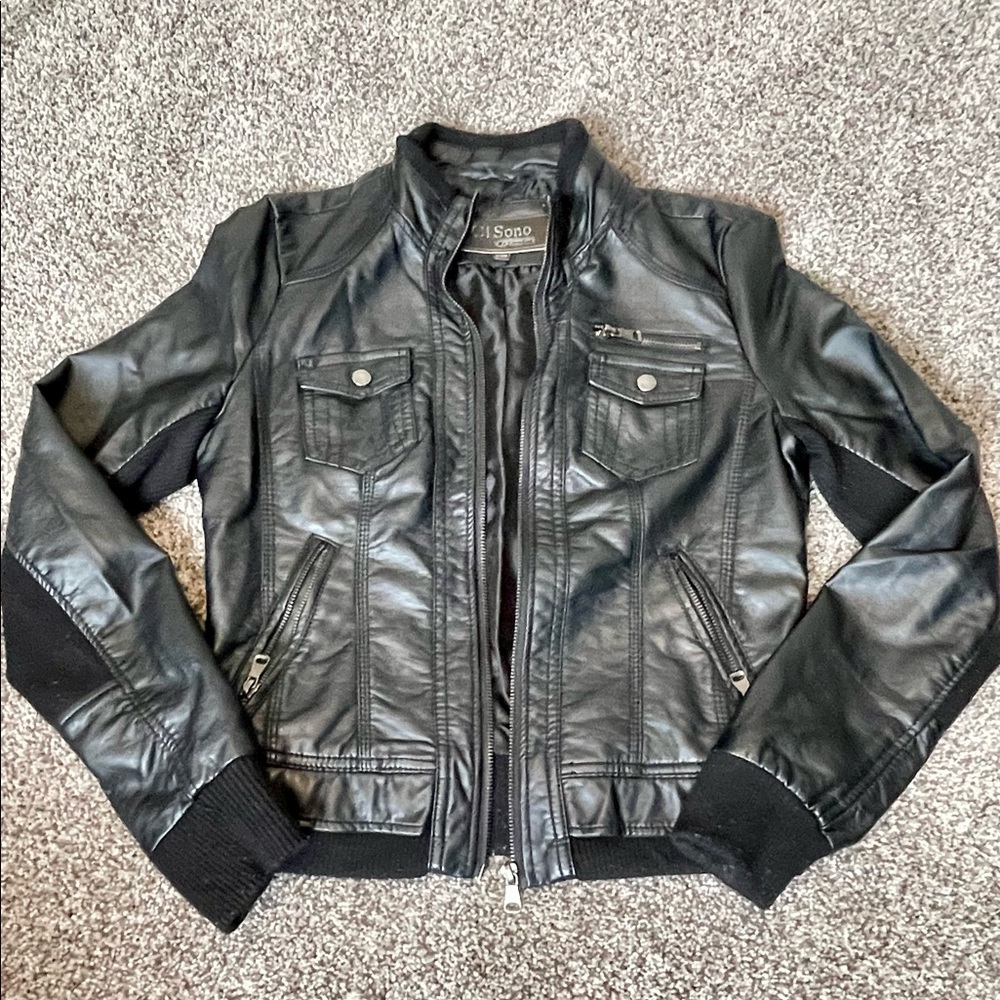 Faux leather moto jacket